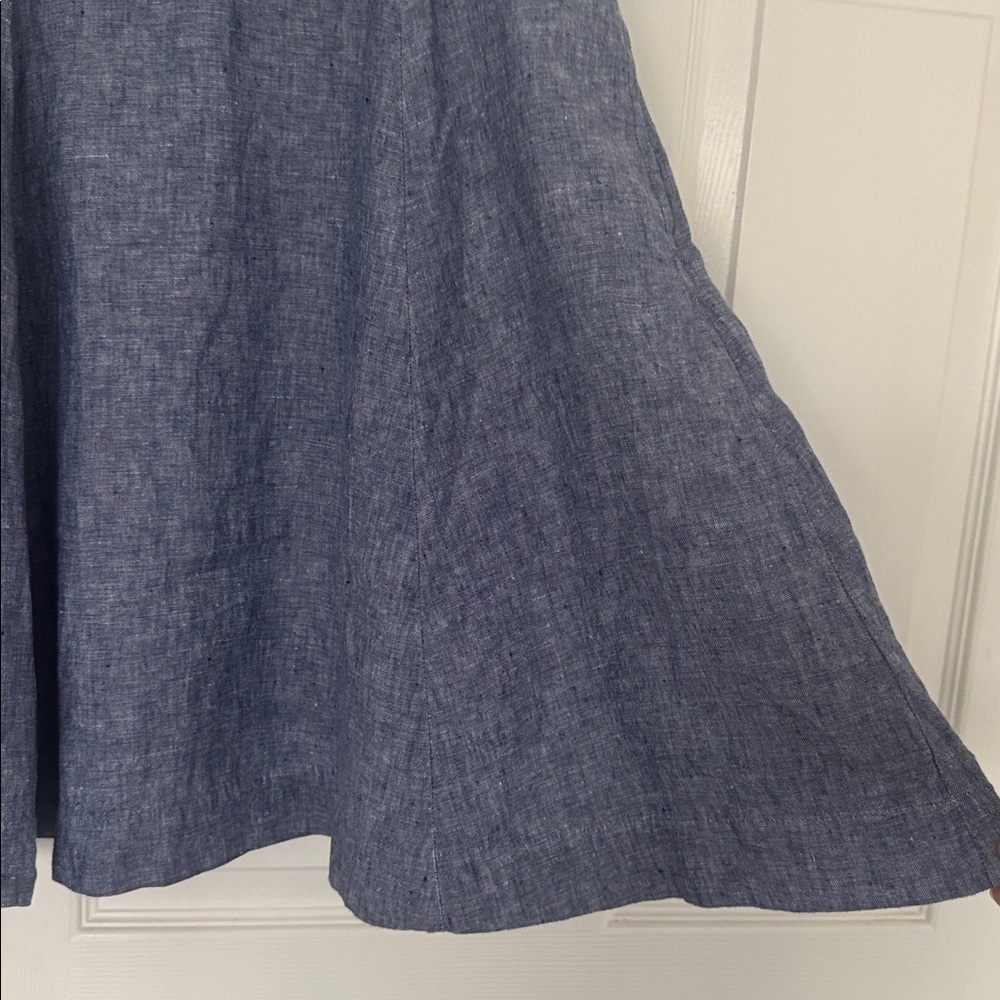 ADRIENNE VITTADINI DRESS 100% LINEN BLUE CHAMBRAY SLEEVELESS COLLAR SZ 6 - Picture 11 of 12